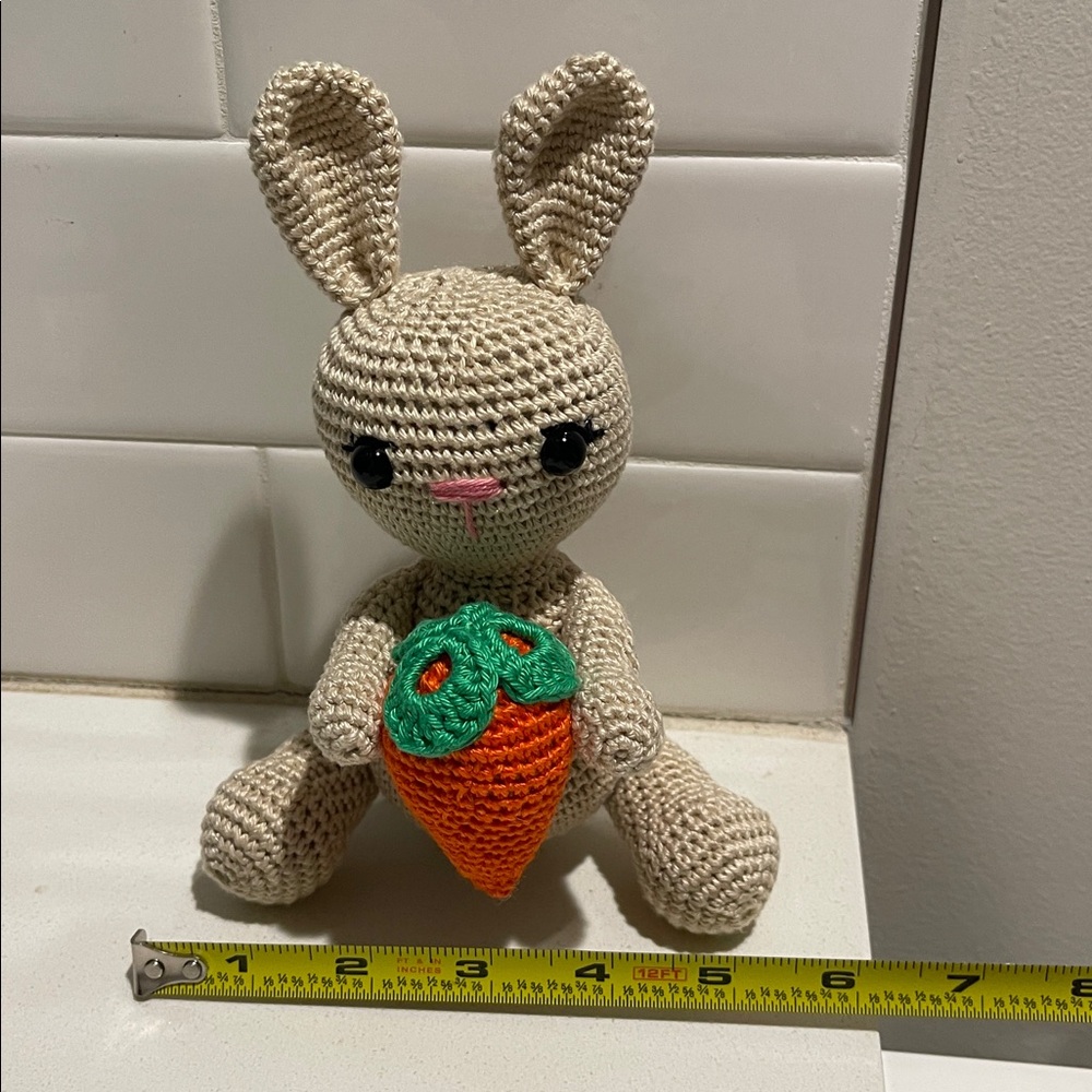 Handcrafted Spring Easter Bunny Rabbit Holiday Decor Amigurui Crochet Carrot - Picture 10 of 10